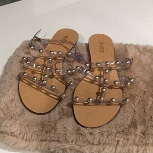 Schutz Women's Transparent Studded Sandals